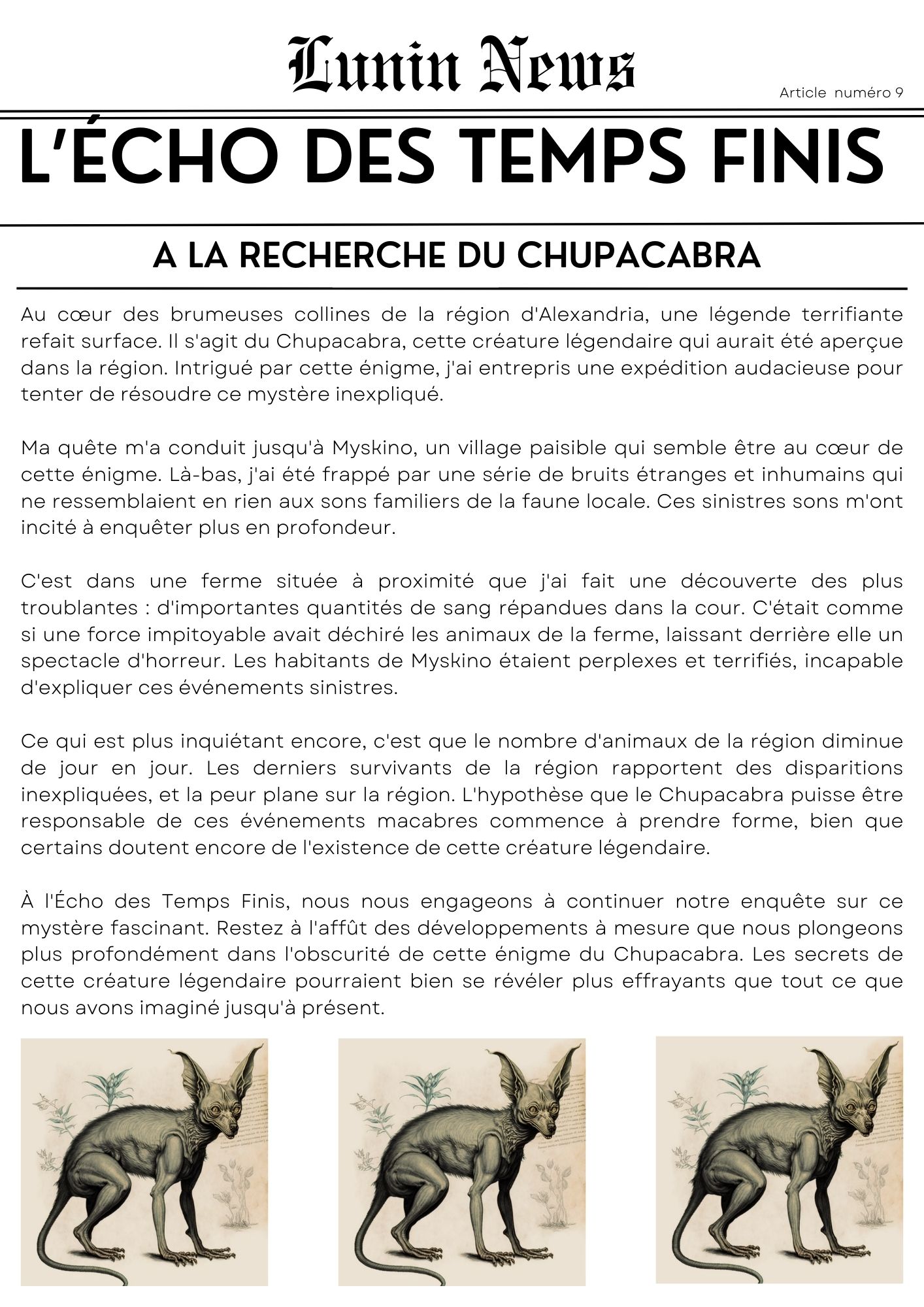 Illustration de Article 9 - A LA RECHERCHE DU CHUPACABRA